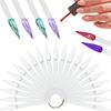 50 Pcs Square Nail Swatch Sticks With Metal Split Ring ,Nail Color Swatch Sticks With Ring - Clear Fan-Shaped Color Display Nail Salon Supplies