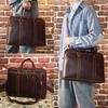 15-inch Men's Retro Genuine Leather Business Briefcase with Shoulder Strap