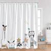 Cartoon Animals Kid Shower Curtains Hand-painted Simple Line Cute Cats Bathroom Decorations Kids Children Bath Curtains for Ho