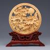 Wood Carving Dragon and Phoenix Round Carving Art Statue Mascot High Quality Home Room, Office Decoration Accessories