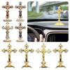 Golden Cross Ornaments Double-sided Tape Metal Statues Creative Handicrafts Oil Droped Colors Car Ornaments Christ On The Stand