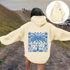 Womens Oversized Hooded Sweatshirt With Palm Tree Print Drop Shoulder Long Sleeve Fleece-Lined Casual Streetwear
