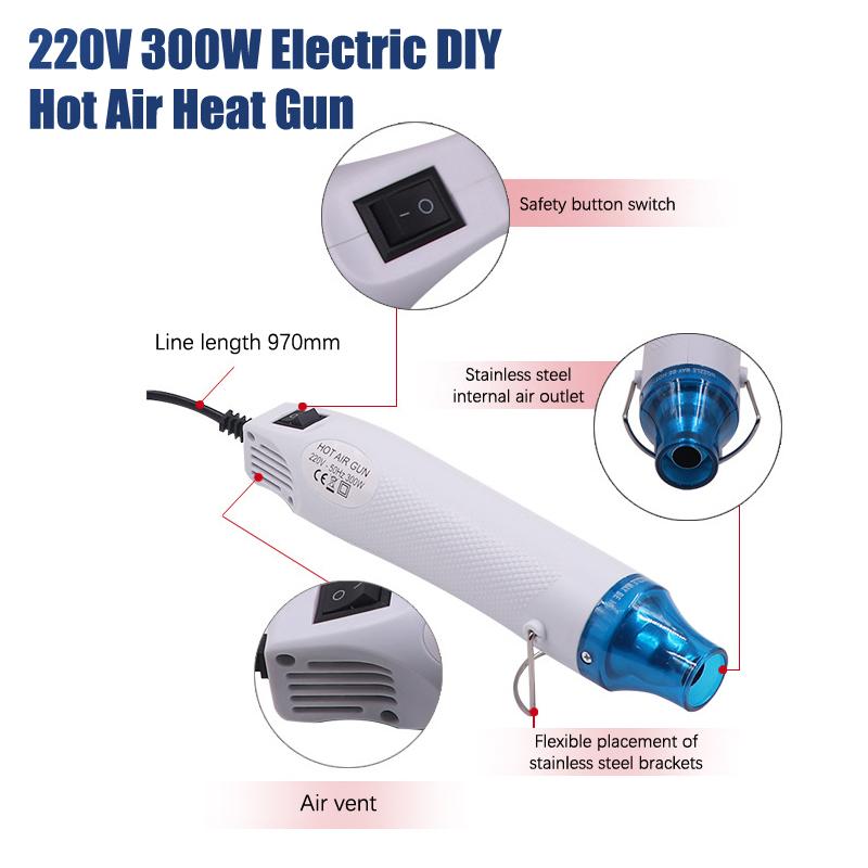 220V DIY Heißluftpistole Elektrisches Werkzeug Luftpistole 300W Temperaturpistole Mit Ständer Schrumpfplastik DIY Bastelwerkzeug
