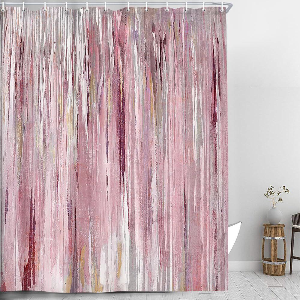 Abstract Shower Curtain Modern Bathroom Shower Curtain Set Beach Aesthetic Stripes Contemporary Minimalist Painting Fabric Shower Curtain Curtain