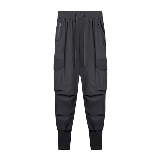 Men Pants Thin Side Zippered Pockets Drawstring Elastic Waist Slim Fit Camouflage Print Ankle-banded Quick Dry Gym Traning Jogging Sweatpants