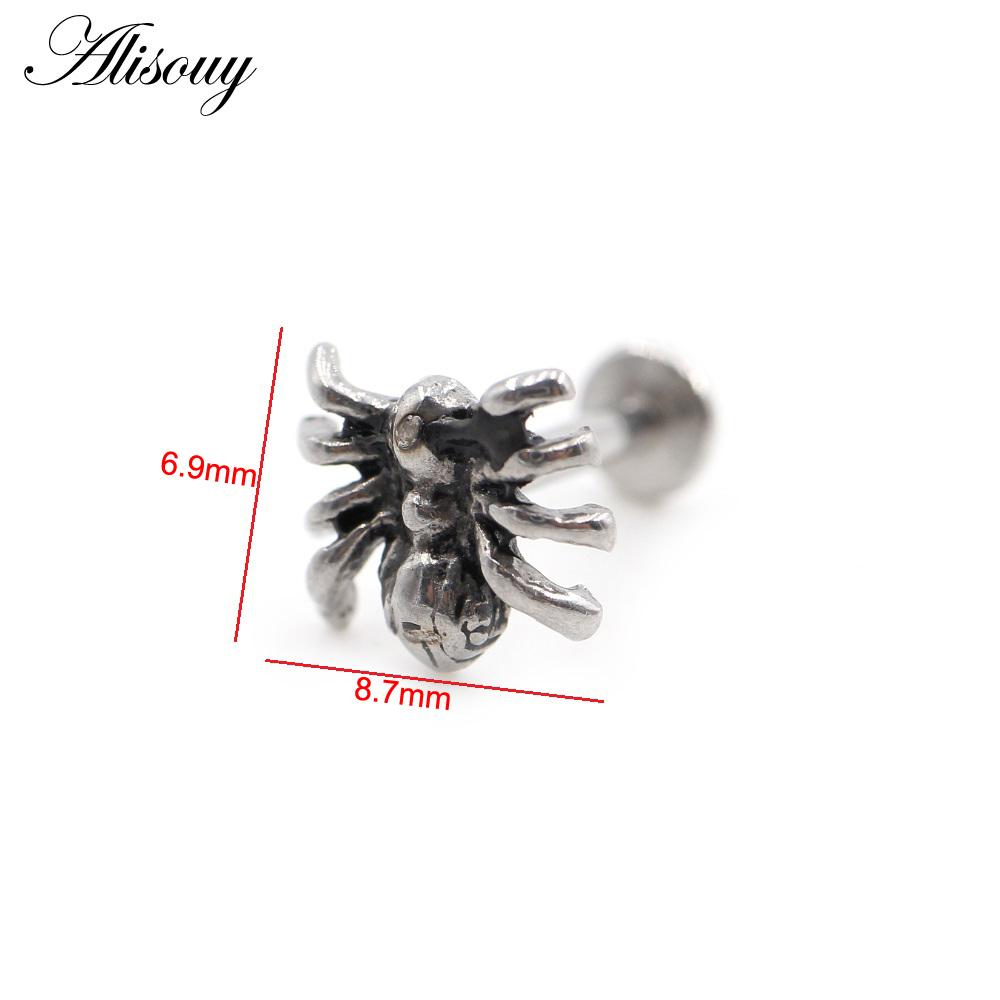 Alisouy 1 Stück Edelstahl Stern Mond Kreuz Schlange Totenkopf Tragus Helix Bar Labret Lippenring Knorpel Ohr Ohrring Piercing Schmuck