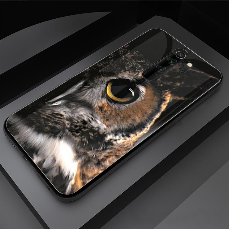 Owl Tempered Glass Phone Case For Redmi Note 5 6 7 8 Pro Note8T Note9S Redmi8 9 Cover Shell