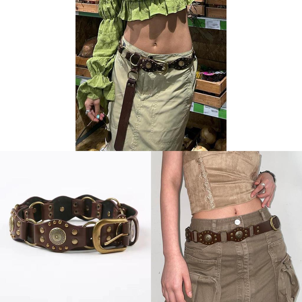 Western Cowboy Leather Belt For Women Pu Material Vintage Retro Stylish Casual Waist Accessory