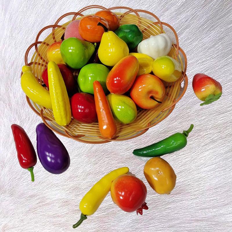 20 Stück/Packung Simulierte Obst-Gemüse-Miniaturen Fake Pfirsich Orange Fotografie Requisite Schaufensterdekoration DIY-Materialien ZYF