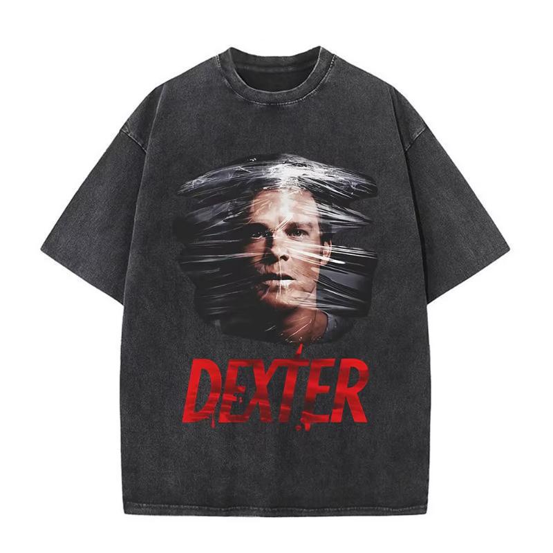 TV Play Dexter Morgan Vintage Washed Tshirts Unisexs Women Clothing Casual Cotton Oversized T Shirts Fashion Hip Hop Tshirt Tops