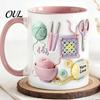 Taza de Cerámica Apta para Lavavajillas, con Diseño de Patrón de Tejido 3D, Gran Capacidad, Práctica para Microondas, Taza de Café Duradera, Taza de Té, para Amantes de las Manualidades