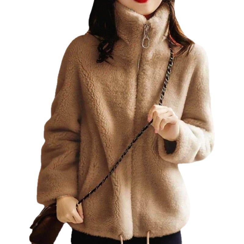 Coral Fleece Jacket Women's Polar Fleece Outdoor Double-sided Fleece Fleece Jacket Autumn and Winter Thickened Jacket Liner Sweatshirt