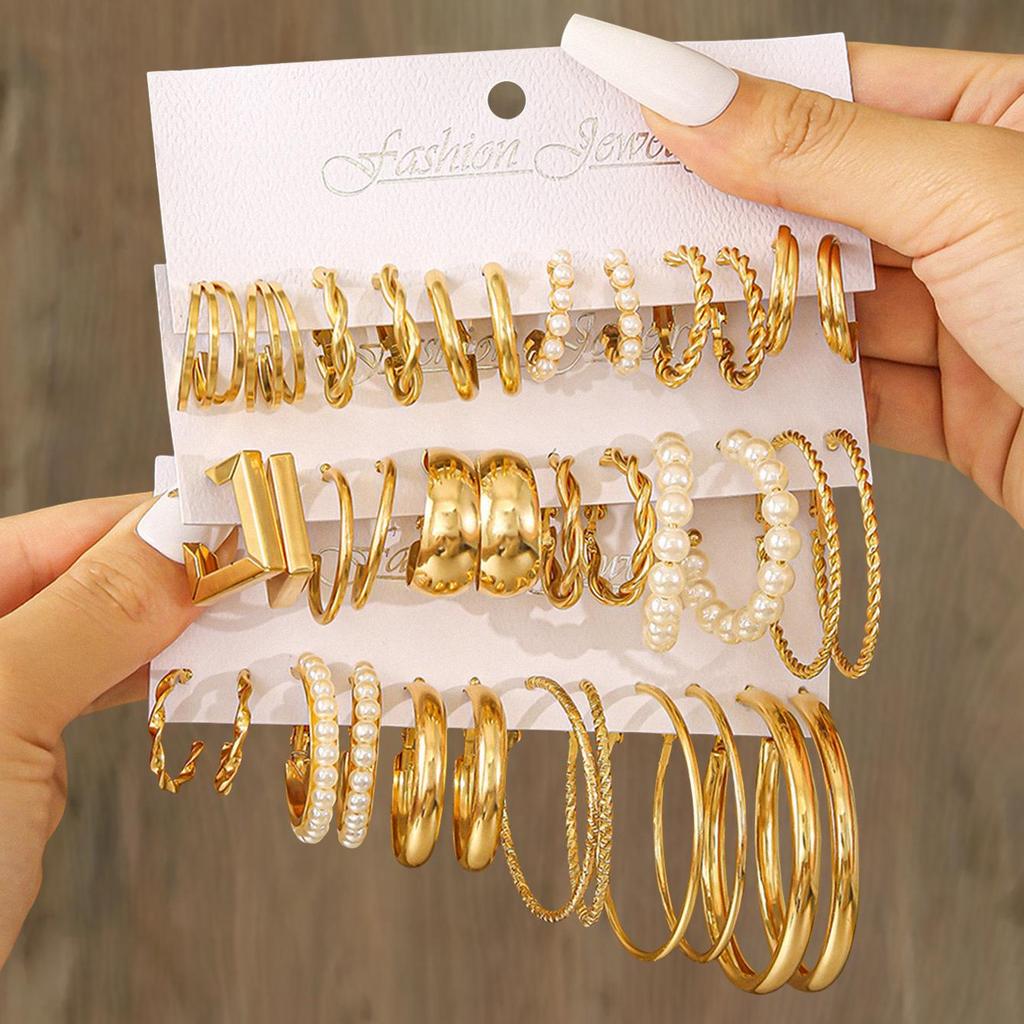 European & American C-Shaped Metal Texture Ear Cuff: Women's Retro Twist Earring Set (6-Piece).