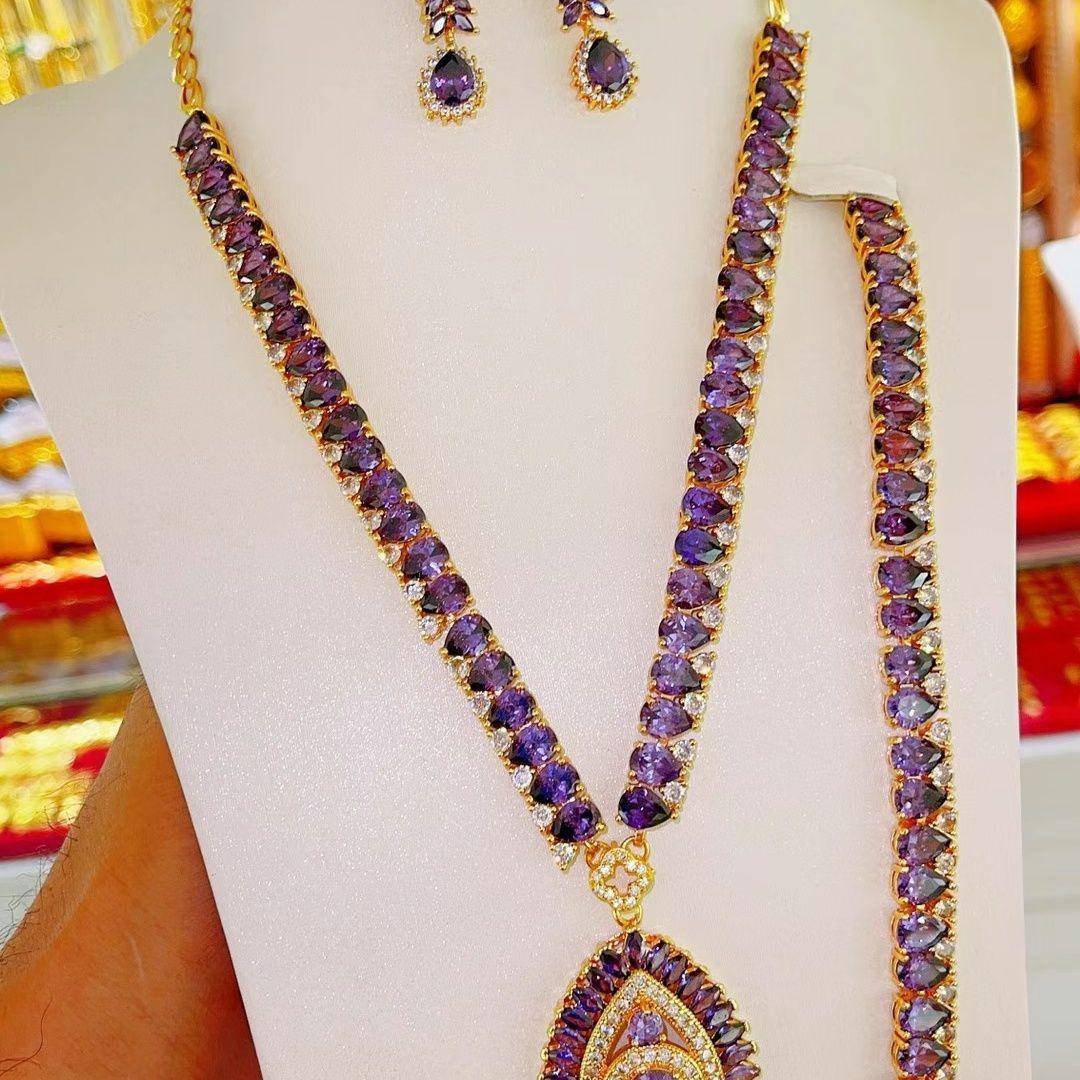 

Новый модный женский комплект ювелирных изделий с кристаллами из четырех штук