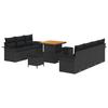 Ensemble de Canapé de Jardin de 10 Pièces avec Coussins Noir Poly Rattan Acacia, Canapé de Jardin 2 Places avec Coussins 3362094