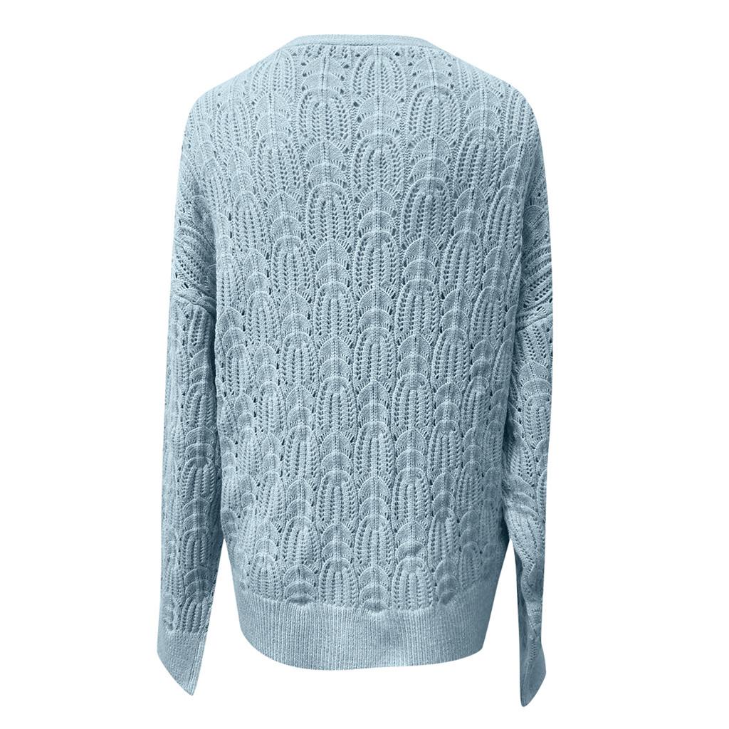 Women’s Deep V-neck Wrap Sweater Long-sleeved Crochet Pullover