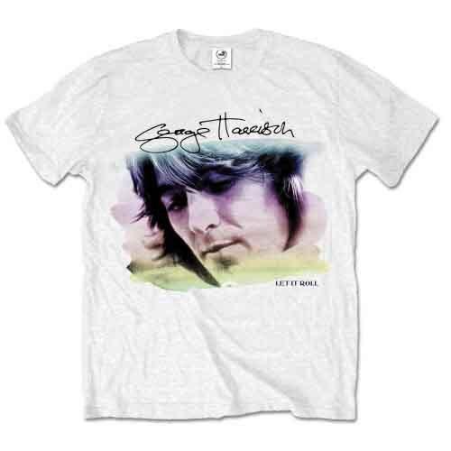 George Harrison Water Colour Portrait T-Shirt White New XXL