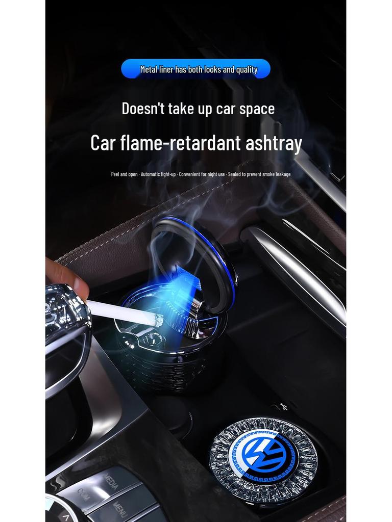 Compatible Mercedes-Benz Ashtray for E300L, C260L, A-Class, GLC300L, GLB220 with LED Metal Liner.