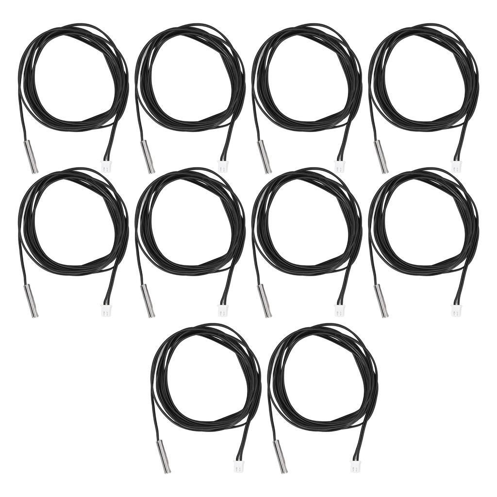 10Pcs Thermistor Sensor NTC Temp Probe 5x25mm Cylindrical Head 2 Meters Cable Length10K B3435