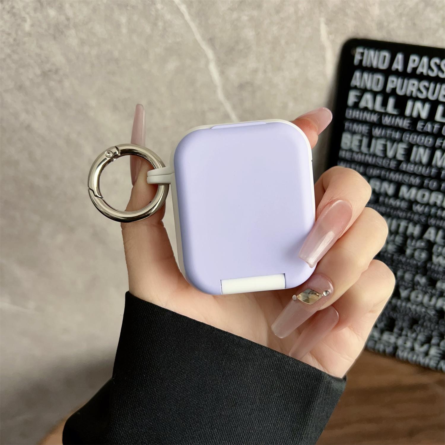 

Protective Case for Apple AirPods with Wireless Charging Case (2019)/with Charging Case (2019)/(2016) TWS Earphone PC + TPU Cover with Hook Purple