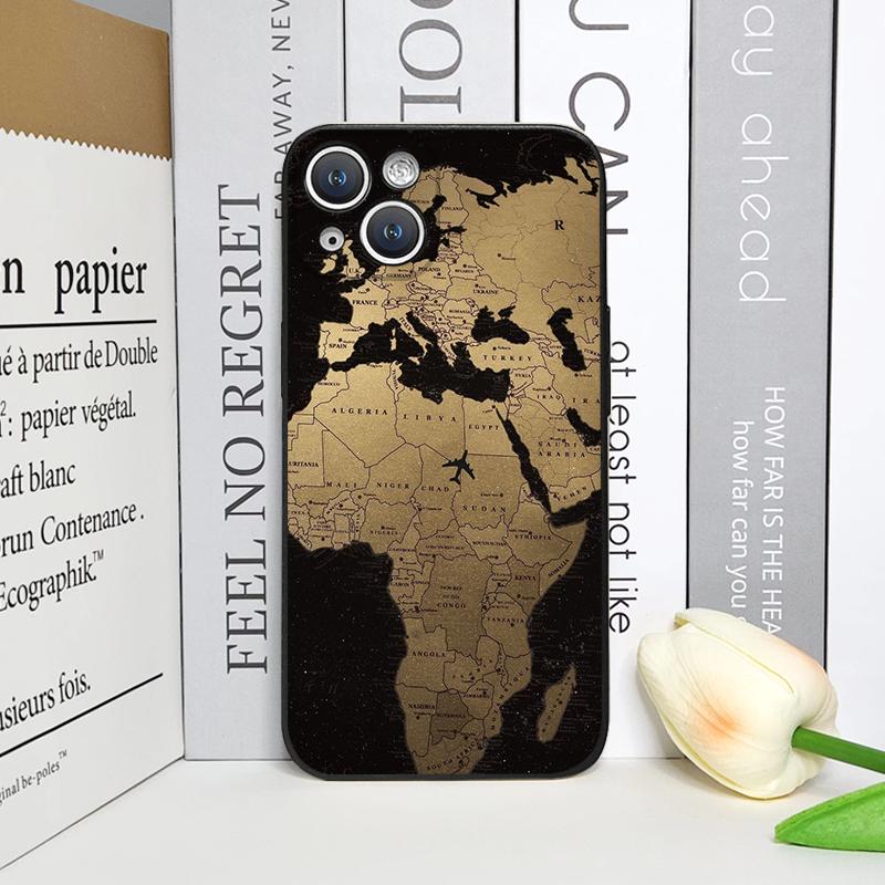 Fashion Planes World Map Travel Phone Case for IPhone 16 15 12 11 14 13 Pro Max 13 Mini 16e 7 8 14 Plus XR X XS SE2 Soft Covers