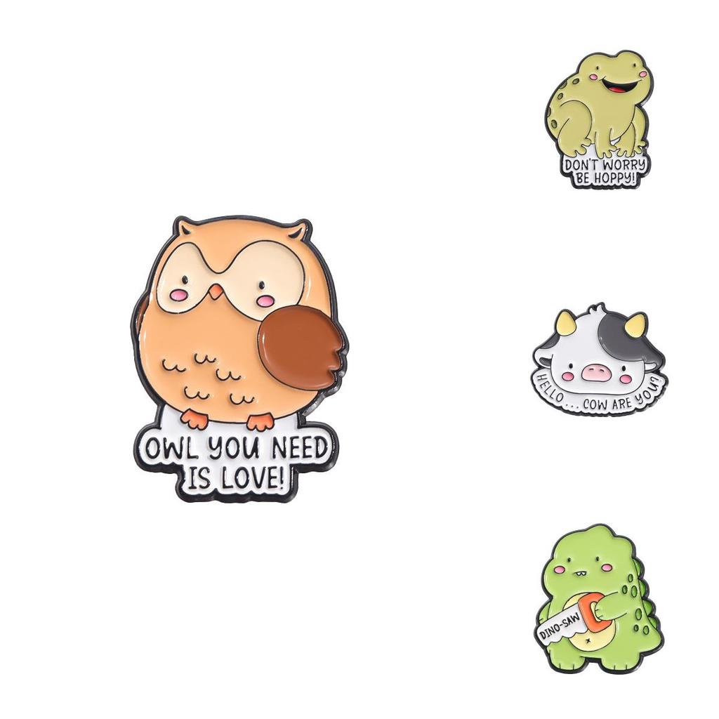 Cartoon Animal Trendy Brooch With Fun Dinosaur Frog Owl Designs Offering Stylish Decoration And Multifunctional Use
