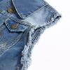 Large Size Korean Version of The Slim-fit Trend Men's Denim Vest Men's Light Blue Vest Waistcoat Ripped Denim Vest
