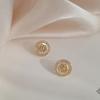 Charm Flower Stud Earrings For Women Crystal Round Korean Earrings Gold Color Jewelry Temperament Pendientes