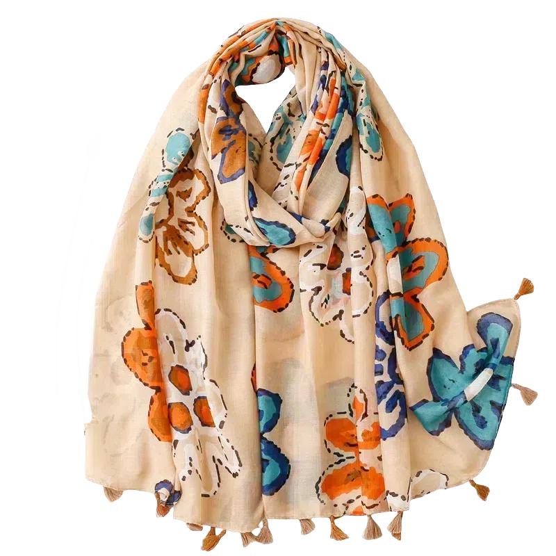 

Шарфы для женщин Легкий принт с цветочным узором Шарф Шаль Модные шарфы Солнцезащитные шали 180x85cm