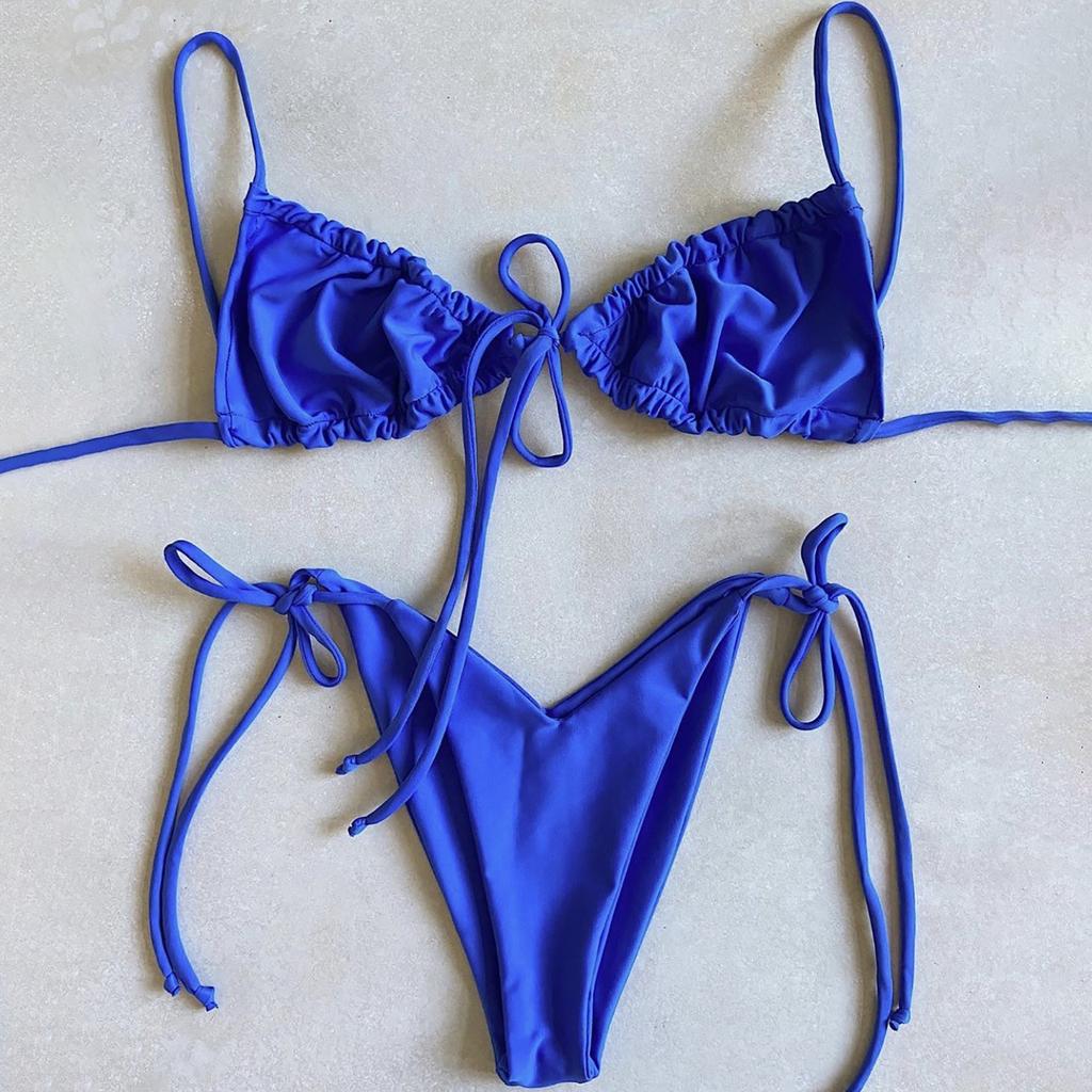 Women's Swimwear Colour Bikini Strappy Swimsuit Split Swimsuit Set