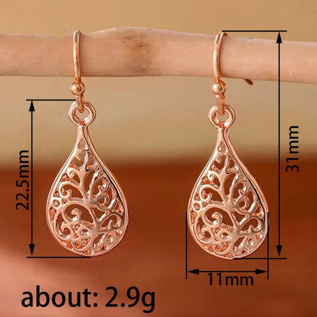 Vintage Filigree Teardrop Drop Earrings for Women Elegant Hollow Carved Earrings for Daily and Party Wear