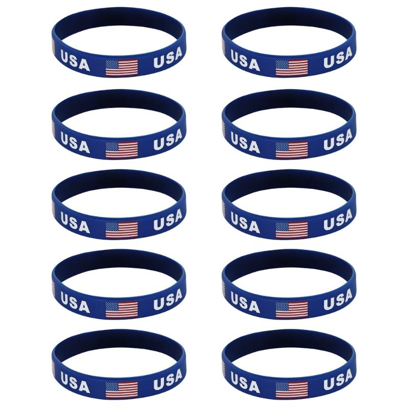 Set Of 10 Piece Vibrant Silicone Wristbands With 2026 Sports Event Country Flags Ideal For Gifts And Parties
