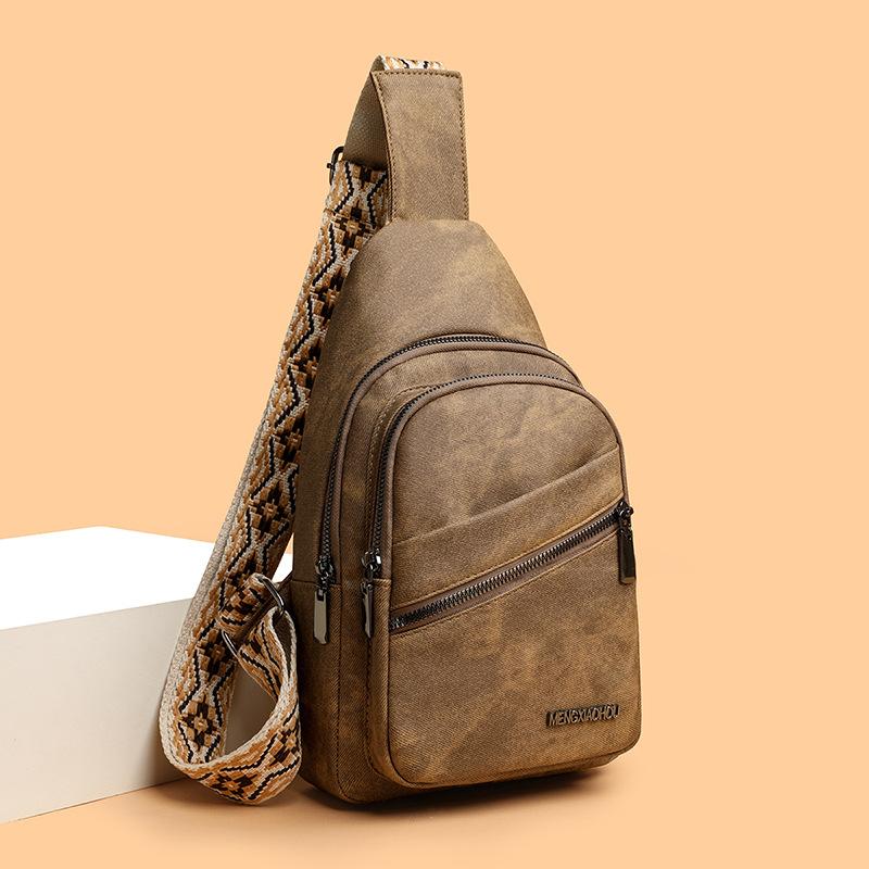 A Soft Leather Backpack for The Chest, A Casual and Fashionable Lady's Travel Single-shoulder Bag, Crossbody Bag and Chest Bag