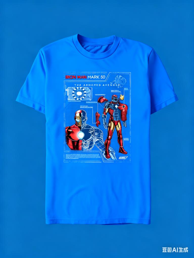 Genuine 2026 New Iron Man Construction Map Parts Printed Large Size Women's Fashion Short Sleeve Loose Sports T-Shirt