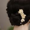 New Chinese Style White Flower Hair Stick For Women Retro Elegant Metal U-shaped Hairpin Hanfu Hair Pin Hair Accessories