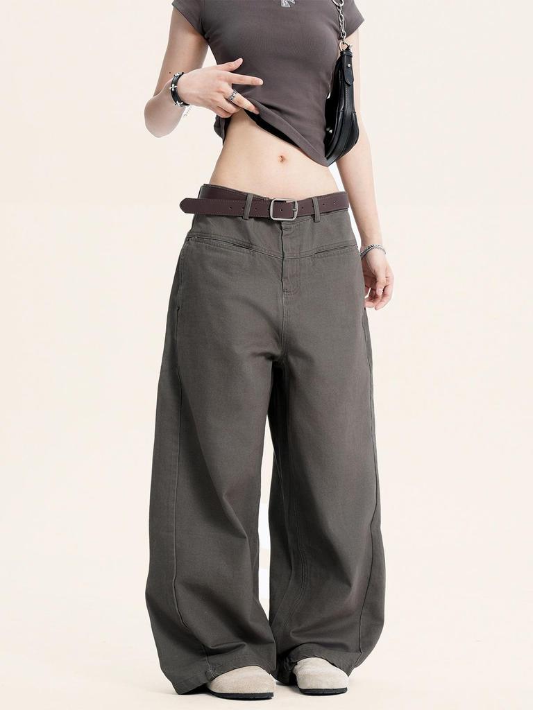 Yongfang Unisex Retro Kaffee Arbeitshose: Locker, Trendig, Große Taschen, Gerades Bein