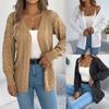 Women's Open Front Hollow Out Knit Cardigan Loose Puff Long Sleeve Mid Length Casual Sweater Coat Top