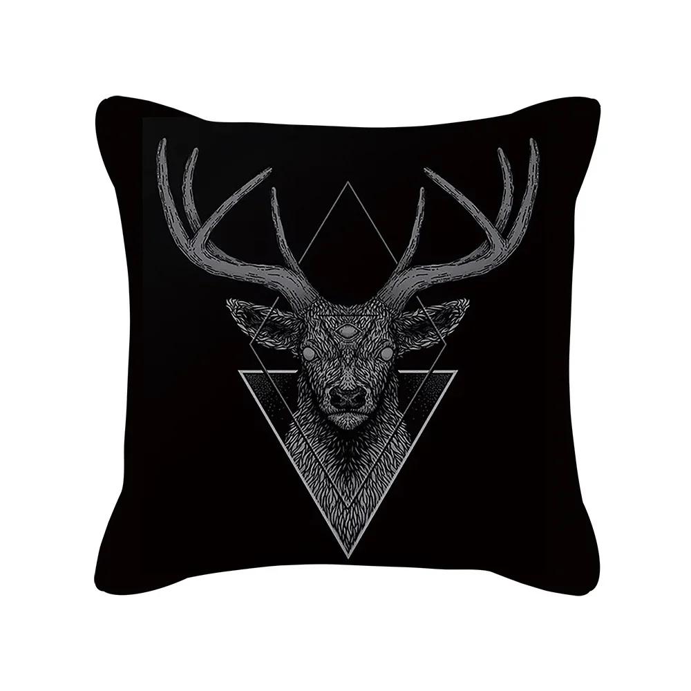 Punk Style Cushion Cover Skull Print Office Sofa Car Pillowcase Home Decor  Outdoor Square  Moda