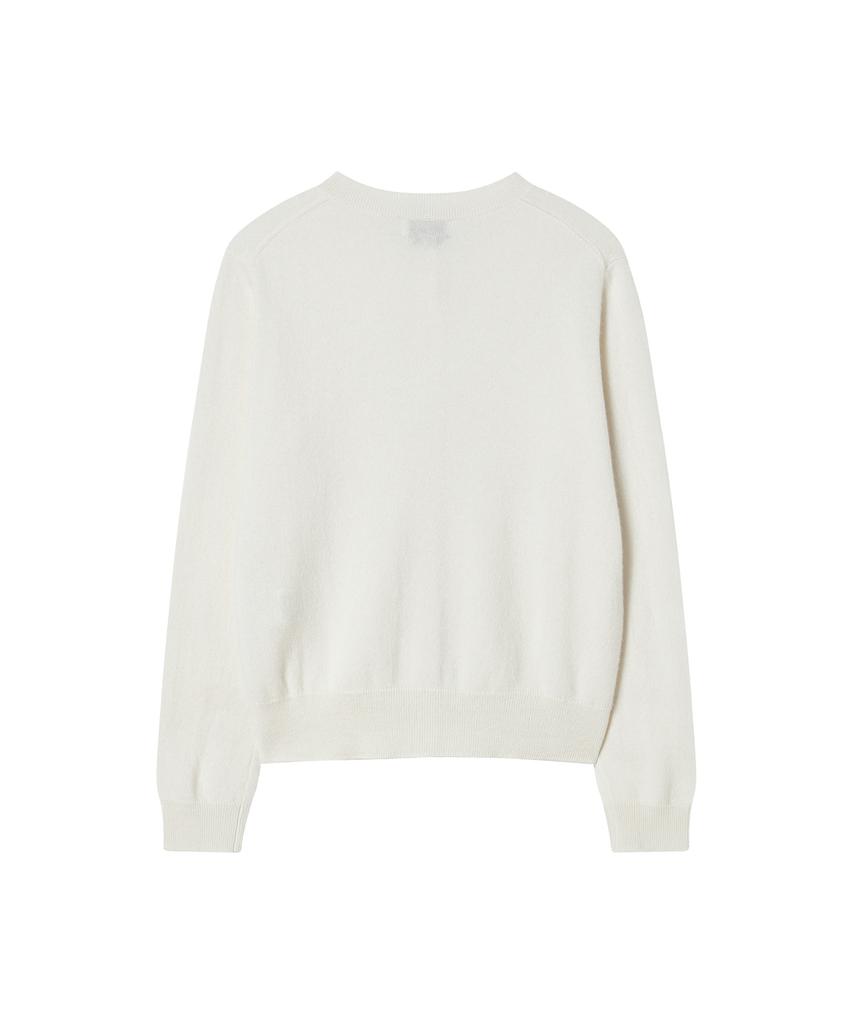 JE NE SAIS QUOI [100% Cashmere] Signature Crew Neck Cashmere Cardigan_ Ivory