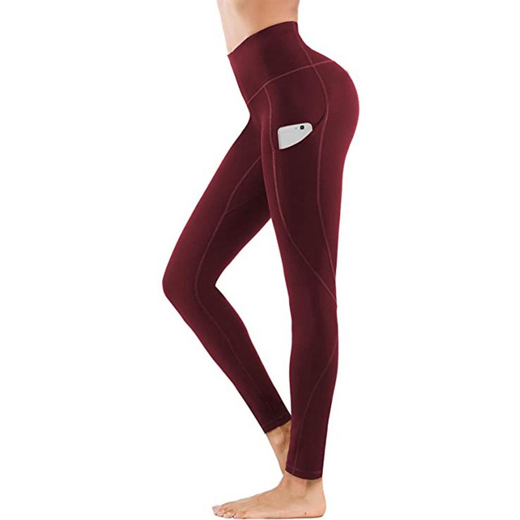Yoga-Fitness-Leggings für Damen, Seitentaschen mit hoher Taille, enge Hosen für Outdoor-Sportarten für Damen