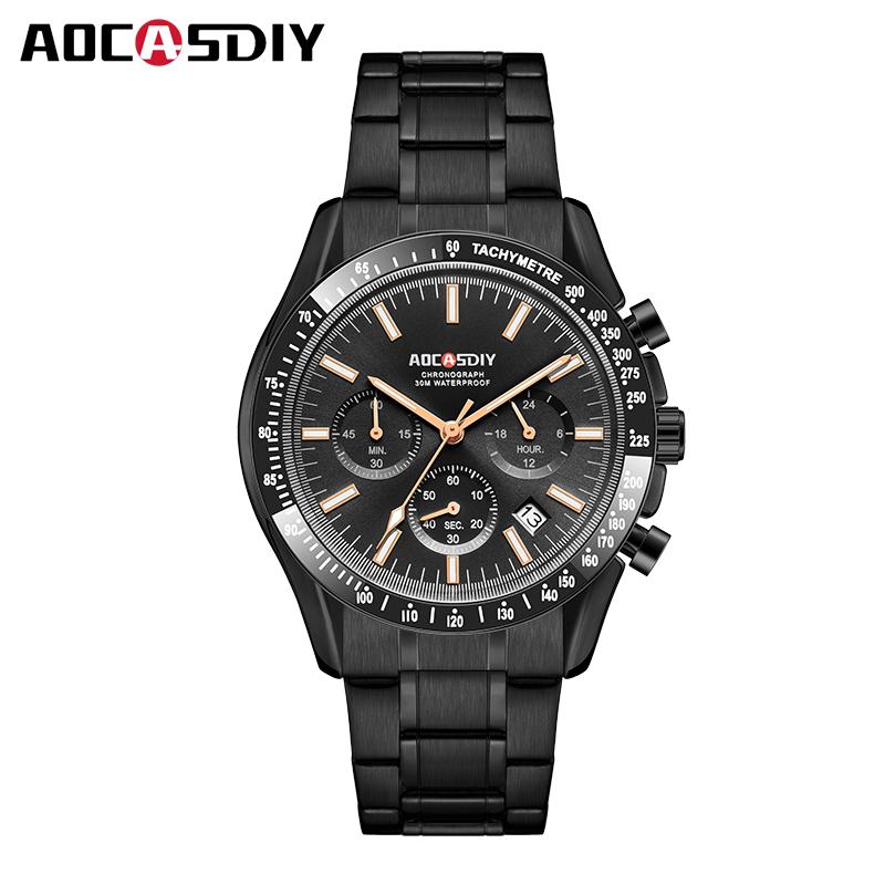 Men's Watches Luxury Round Quartz Wristwatch Waterproof Chronograph Watch for Men Auto Date Clock