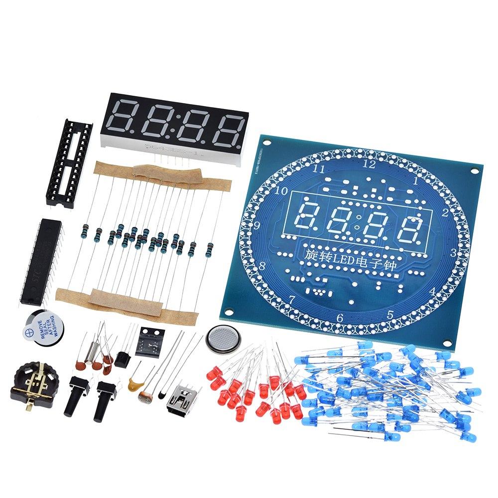 DS1302 TZT תצוגת LED מסתובבת שעון מעורר אלקטרוני מודול ערכת DIY תצוגת טמפרטורה LED