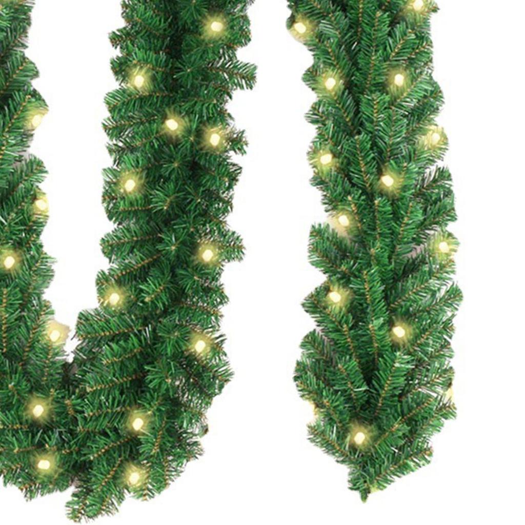 2.7m Christmas Wreath Christmas Rattan Mantel Decoration Wreath Wicker Garland with 30 LED
