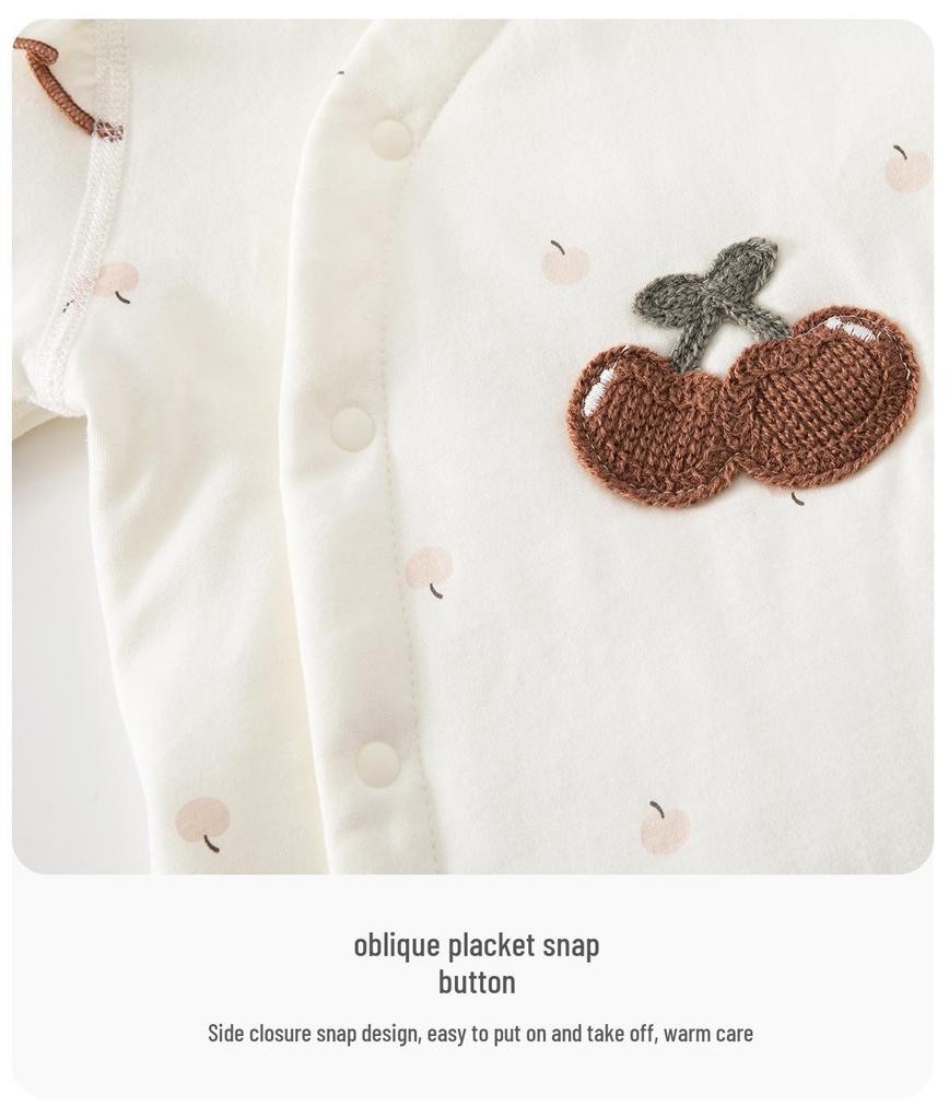 Klasse A Baumwolle Baby Langarm-Oberteil & High-Waist Hose Set, Druckknöpfe, Ganzjahresartikel, Leicht, Neugeborenen Unterwäsche