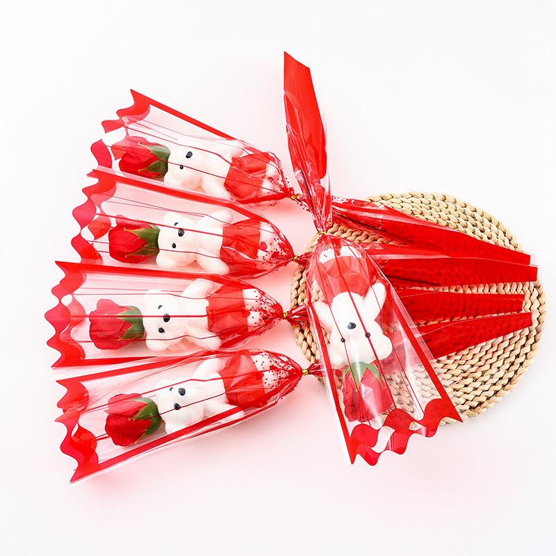 5Pcs Wedding Decoration Rose Bear Artificial Flowers Bouquet For Valentine'S Day Diy Gift Ornament Party Supplies Home Decor