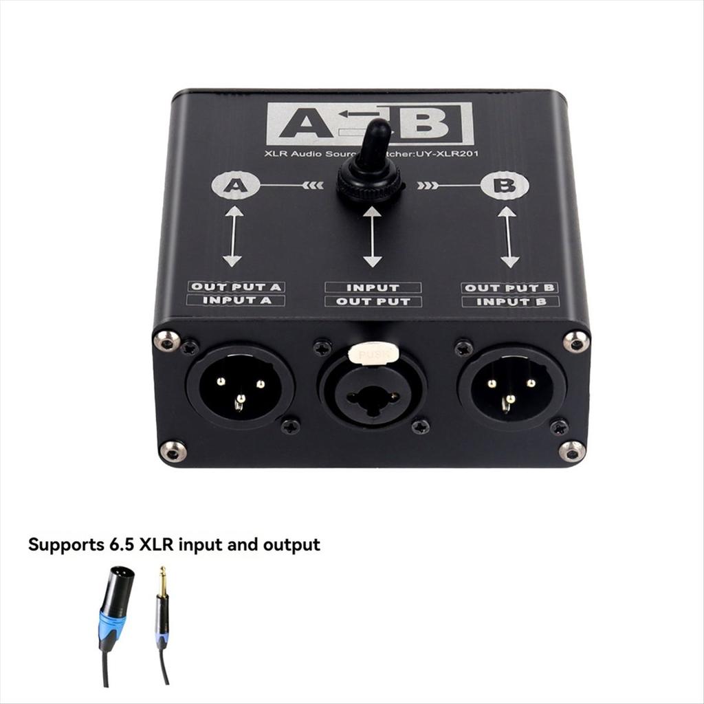 2 in 1 Out or 1 in 2 Out XLR Balanced Audio Source Switcher Manual 2 Male 1 Female for Mic Sound Card Mixer