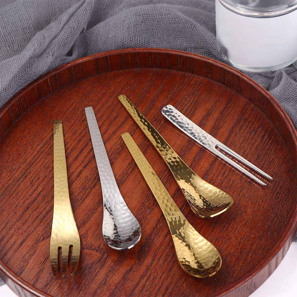 Style Handmade 304 Stainless Steel Coffee Cake Honey Teaspoon Stirring Spoon Tableware Fruit Fork