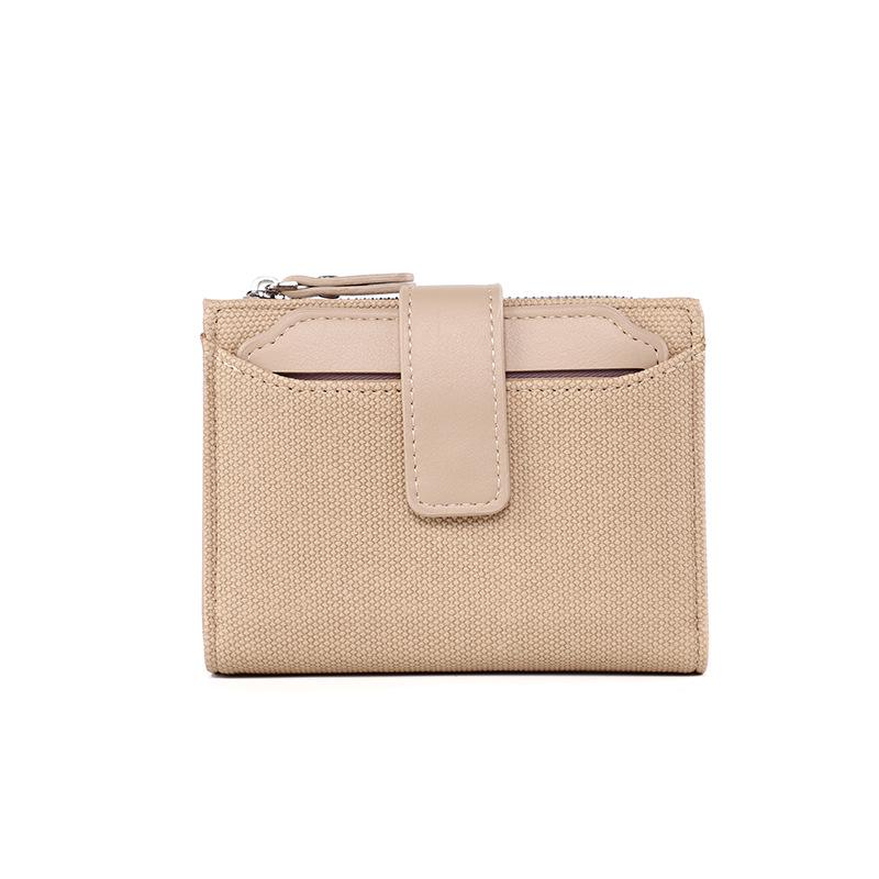 Women's High-End Short Bi-Fold Polyester Wallet with Zipper