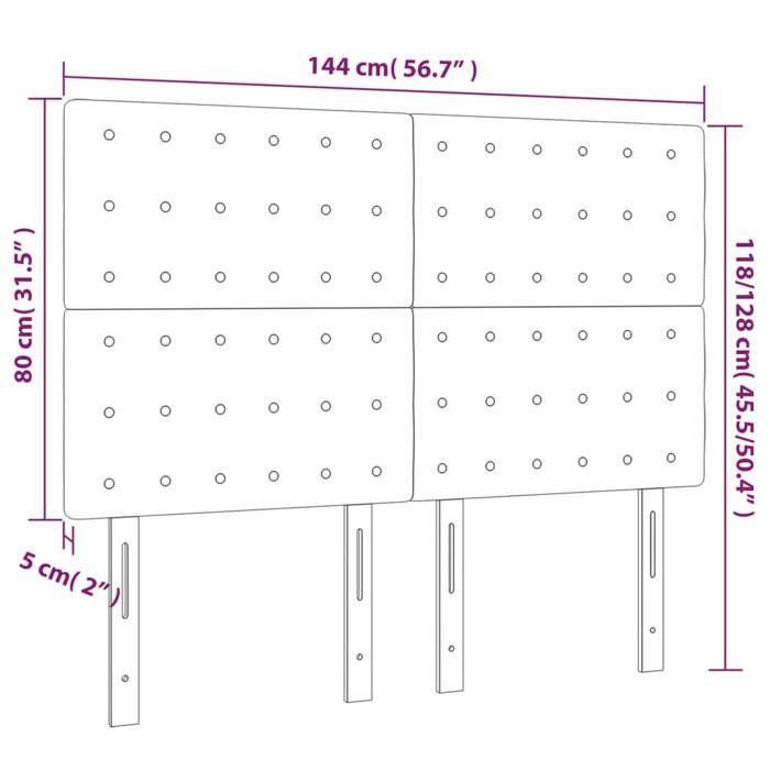 VidaXL Tête de Lit à LED Meuble de Chambre à Coucher Accessoire de Lit Double Tête de Cadre de Lit Intérieur Taupe 3122860