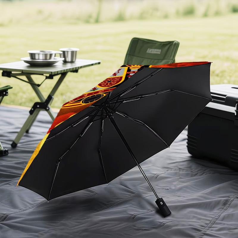 1PC Spanish National Emblem Printed Umbrella Folding umbrella, automatic umbrella 8-Frame for Travel, camping Fan gifts Christmas Gifts